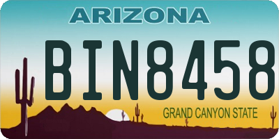 AZ license plate BIN8458