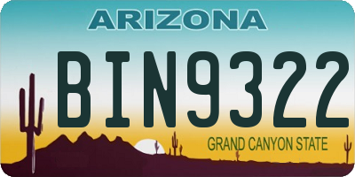 AZ license plate BIN9322