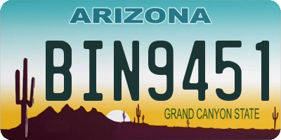 AZ license plate BIN9451