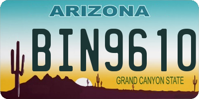 AZ license plate BIN9610