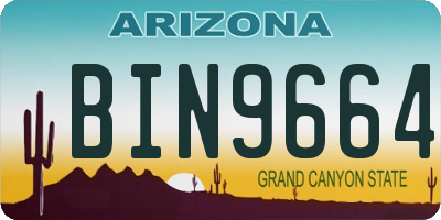 AZ license plate BIN9664