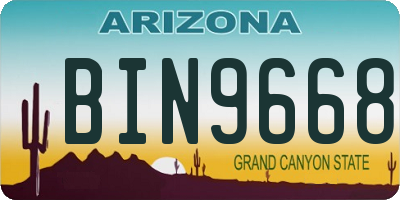 AZ license plate BIN9668