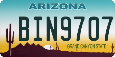 AZ license plate BIN9707