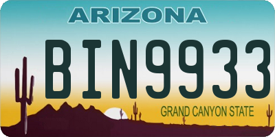 AZ license plate BIN9933