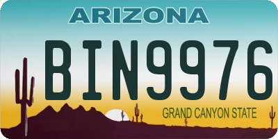 AZ license plate BIN9976