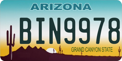 AZ license plate BIN9978