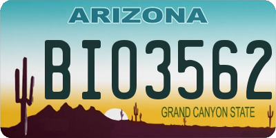 AZ license plate BIO3562