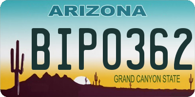 AZ license plate BIP0362