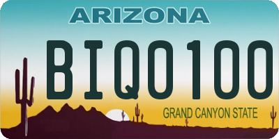 AZ license plate BIQ0100
