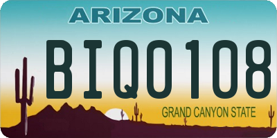 AZ license plate BIQ0108