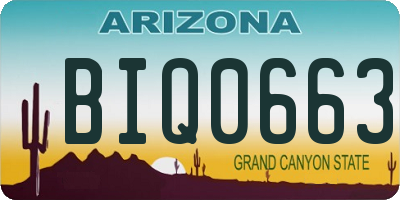 AZ license plate BIQ0663