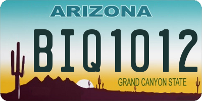 AZ license plate BIQ1012