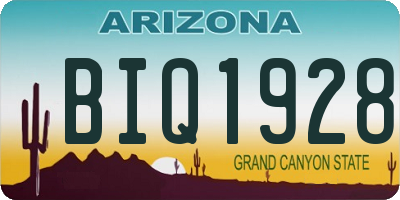 AZ license plate BIQ1928