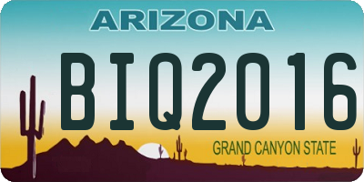 AZ license plate BIQ2016