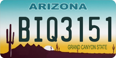 AZ license plate BIQ3151