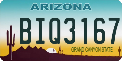 AZ license plate BIQ3167