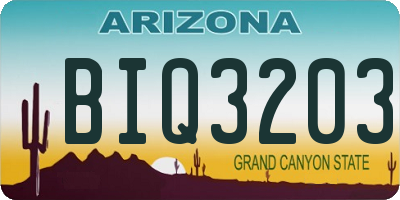 AZ license plate BIQ3203