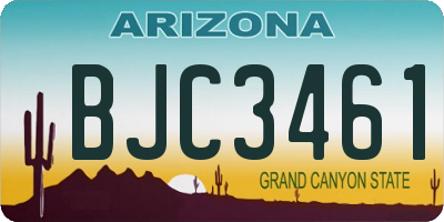 AZ license plate BJC3461