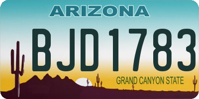 AZ license plate BJD1783