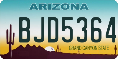 AZ license plate BJD5364