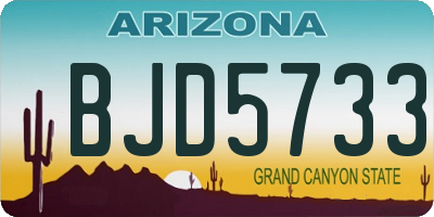 AZ license plate BJD5733