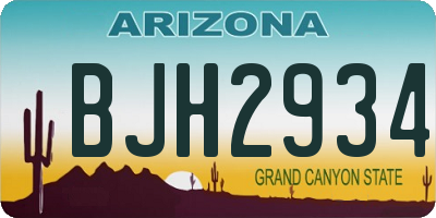 AZ license plate BJH2934