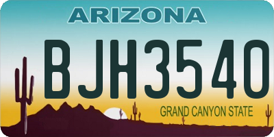 AZ license plate BJH3540