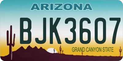 AZ license plate BJK3607
