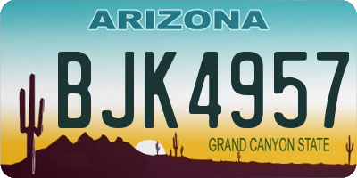 AZ license plate BJK4957