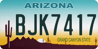 AZ license plate BJK7417