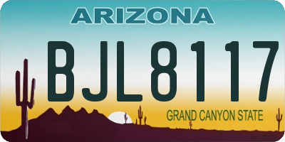 AZ license plate BJL8117