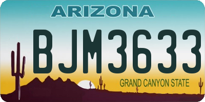AZ license plate BJM3633