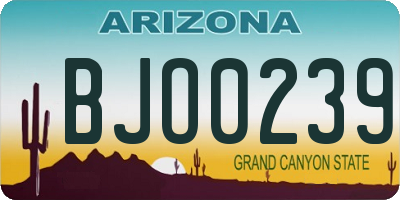 AZ license plate BJO0239