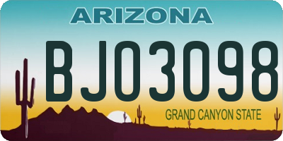 AZ license plate BJO3098