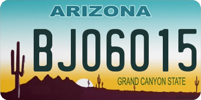 AZ license plate BJO6015