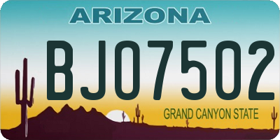 AZ license plate BJO7502