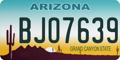 AZ license plate BJO7639