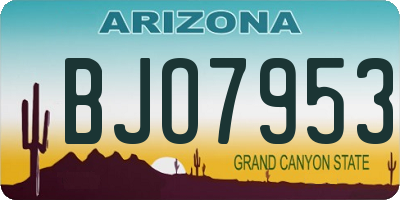 AZ license plate BJO7953