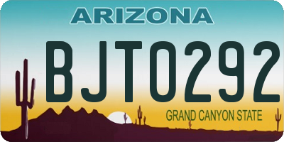 AZ license plate BJT0292