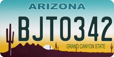 AZ license plate BJT0342