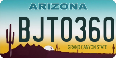 AZ license plate BJT0360