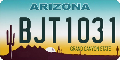 AZ license plate BJT1031