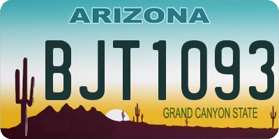 AZ license plate BJT1093