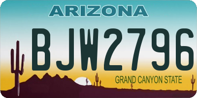 AZ license plate BJW2796