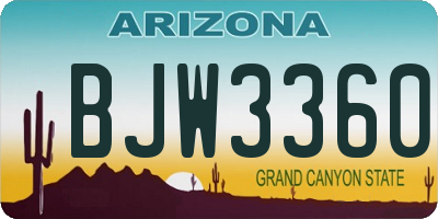 AZ license plate BJW3360