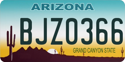 AZ license plate BJZ0366