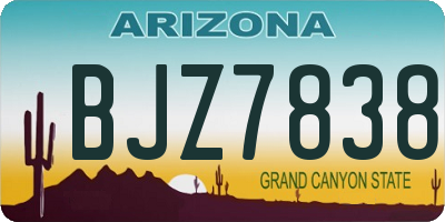 AZ license plate BJZ7838