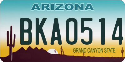 AZ license plate BKA0514