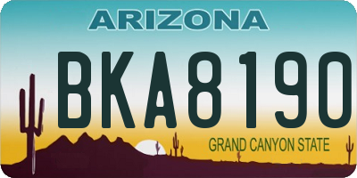 AZ license plate BKA8190