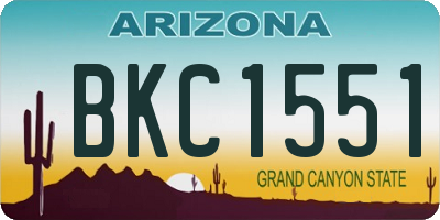 AZ license plate BKC1551